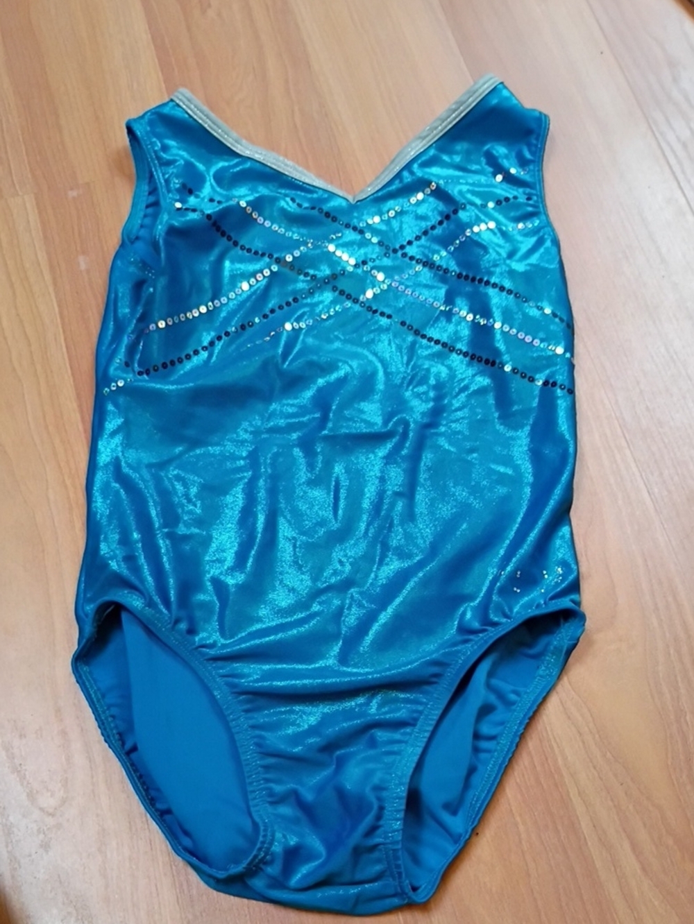 Girls Blue Sparkle Gymnastics Leotard
